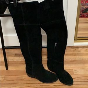 Black suede over the knee boots